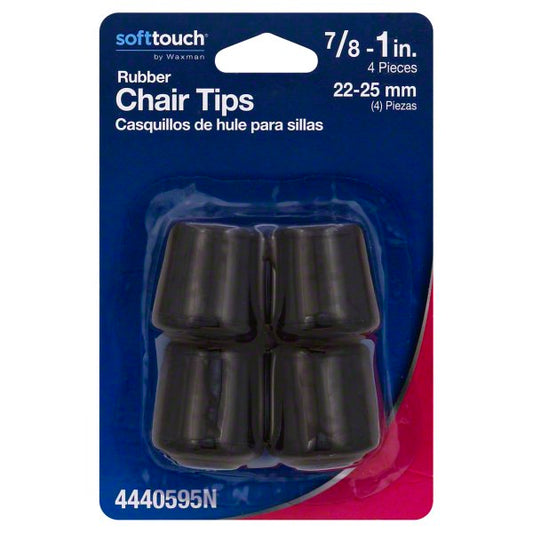 CHAIR TIPS 7/8 RUBBER BLK 4PK