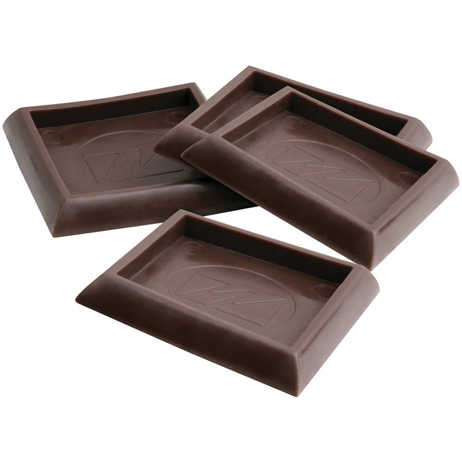 CASTER CUP 1-3/4 SQ WALNUT 4PK