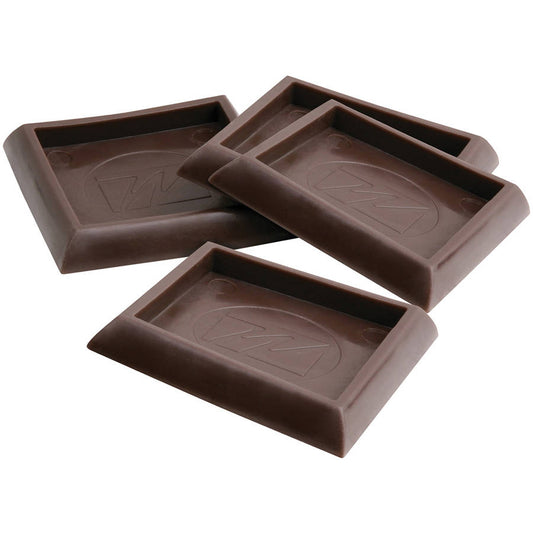 CASTER CUP 1-3/4 SQ WALNUT 4PK