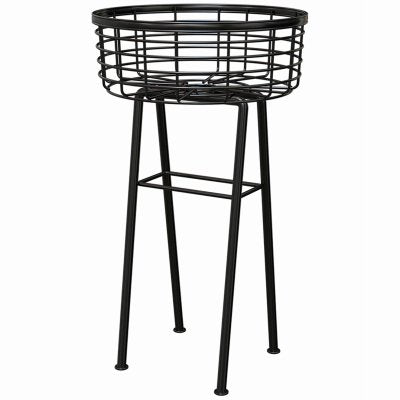 WIRE BASKET PLANT STAND 20" BLK