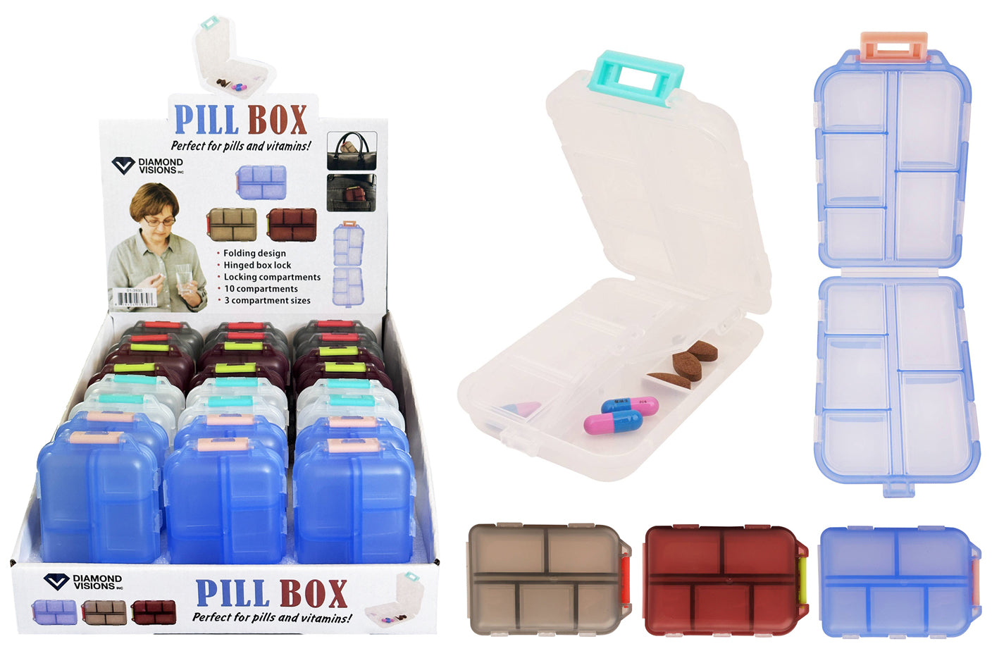 LOCKING PILL BOX 10 COMPARTMENT