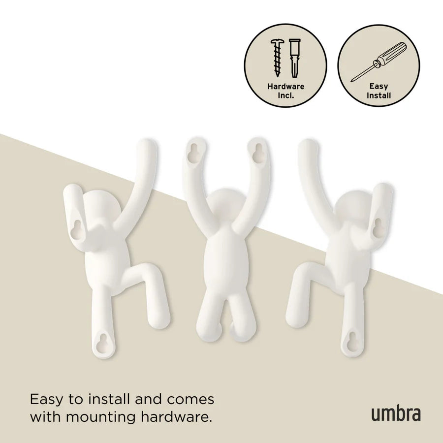 BUDDY HOOKS WHITE SET OF 3