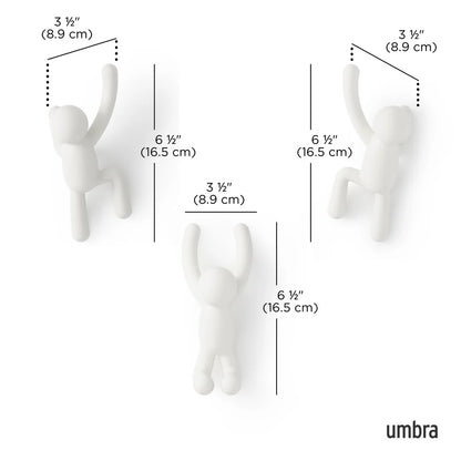 BUDDY HOOKS WHITE SET OF 3
