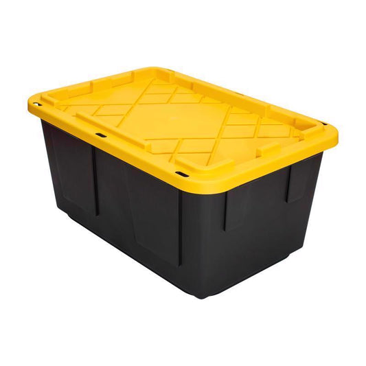STORAGE TOTE 27GAL BLK/YLW