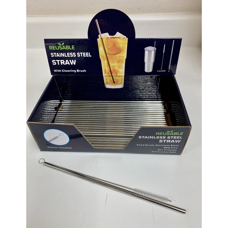 STAINLESS STEEL STRAW W/CLEANING BRUSH