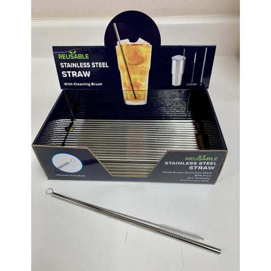 STAINLESS STEEL STRAW W/CLEANING BRUSH