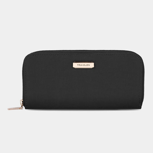 RFID SINGLE ZIP WALLET BLACK
