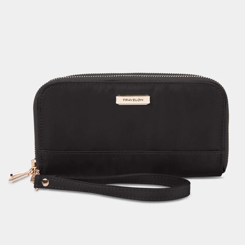 RFID DOUBLE ZIP CLUTCH WALLET