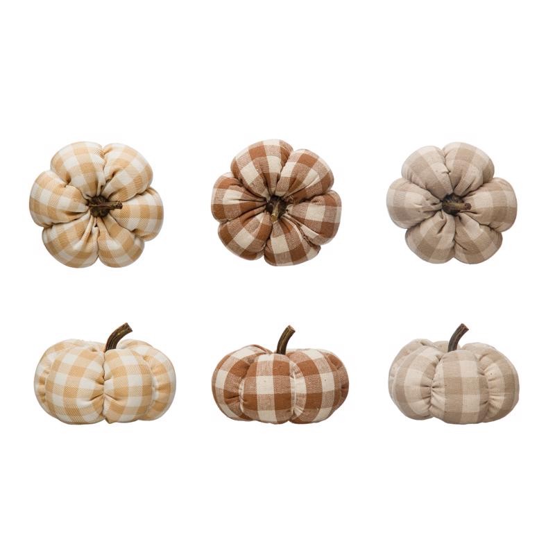 FABRIC PUMPKIN 3" DECOR