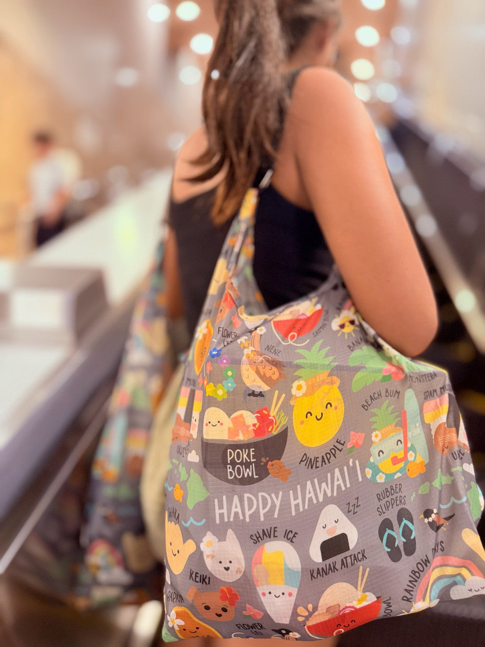 EDEN MEDIUM TOTE HAPPY HAWAII GREY