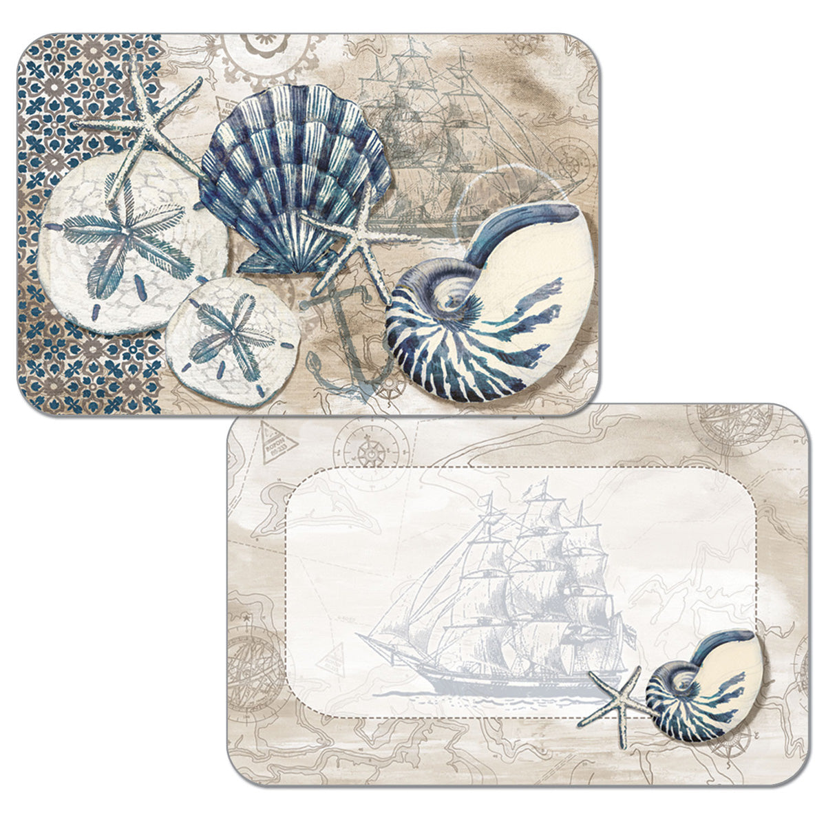 PLACEMAT TIDE POOL SHELLS REVERSIBLE