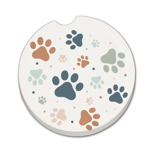 CAR COASTER PAW PRINTS