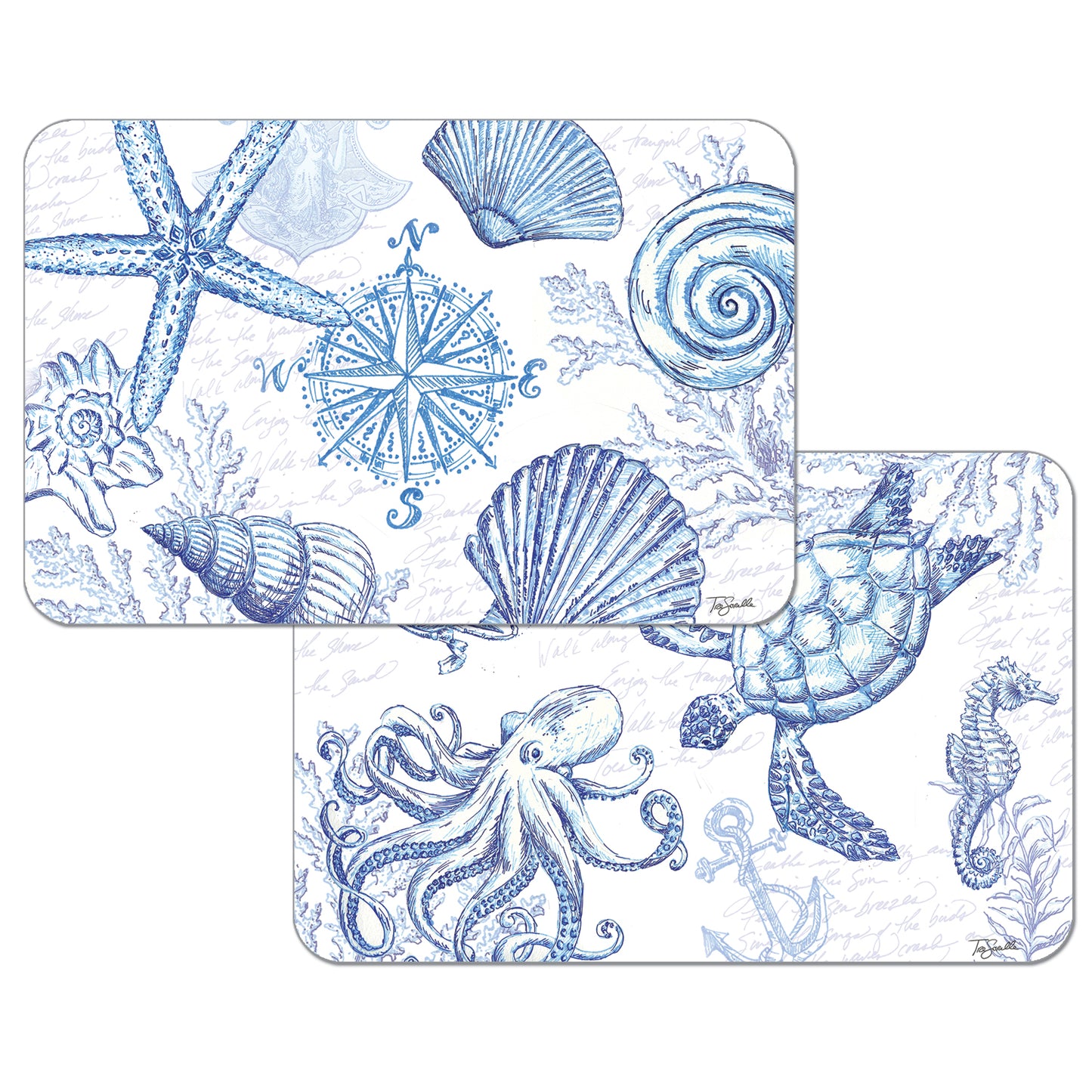 REVERSIBLE PLACEMAT COASTAL SKETCH