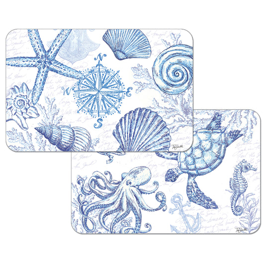 REVERSIBLE PLACEMAT COASTAL SKETCH