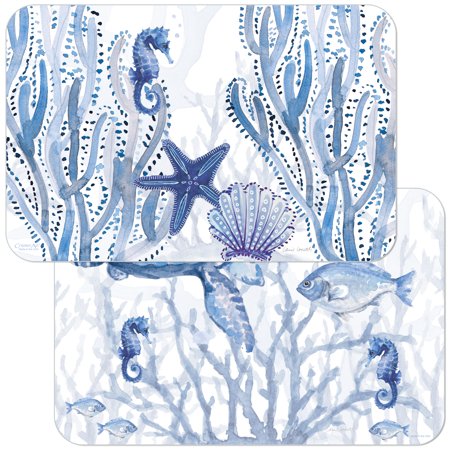 PLACEMAT INDIGO COASTAL REVERSIBLE
