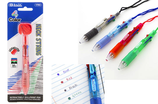 4 COLOR RETRACTABLE PEN W/LANYARD