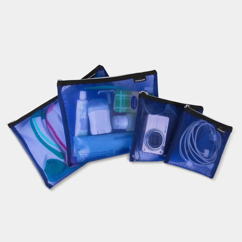 MESH POUCHES SET/4 BLUE
