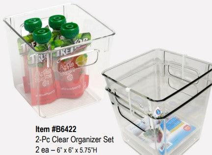 2PC CLEAR BIN 6X6X5.75