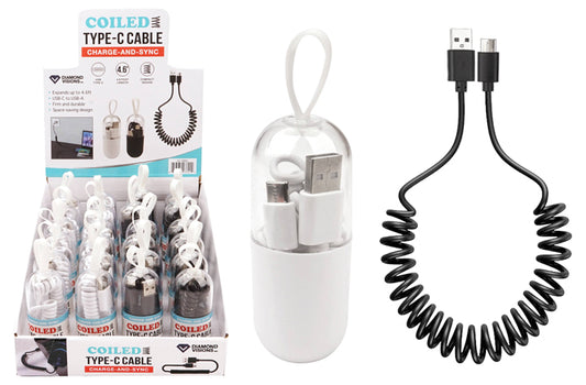 COILED USB-C CABLE 4.6'
