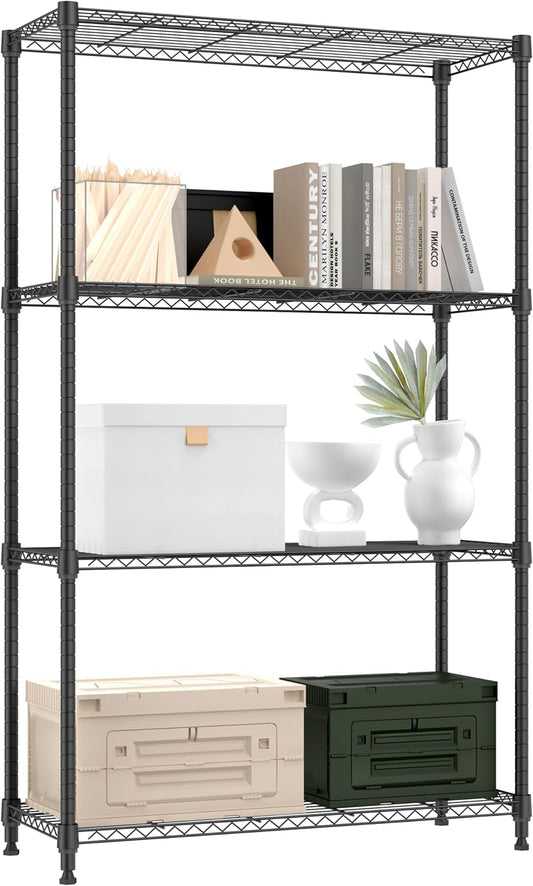 4 TIER WIRE SHELVING BLACK 13.8 X 35.4 X 59.5