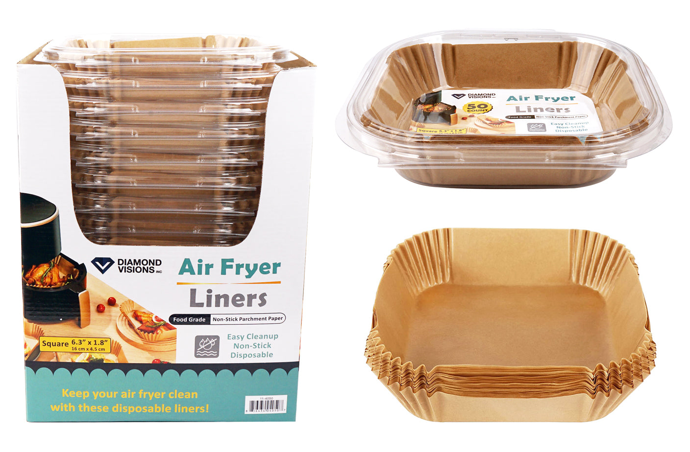 AIR FRYER PAPER LINERS 50CT SQUARE