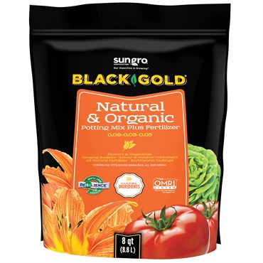 BLACK & GOLD POT MIX/FERTILIZER 8 QT