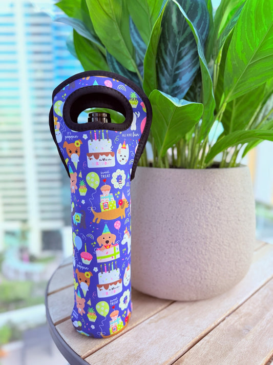 EDEN WINE POUCH PARTY ANIMALS BLUE