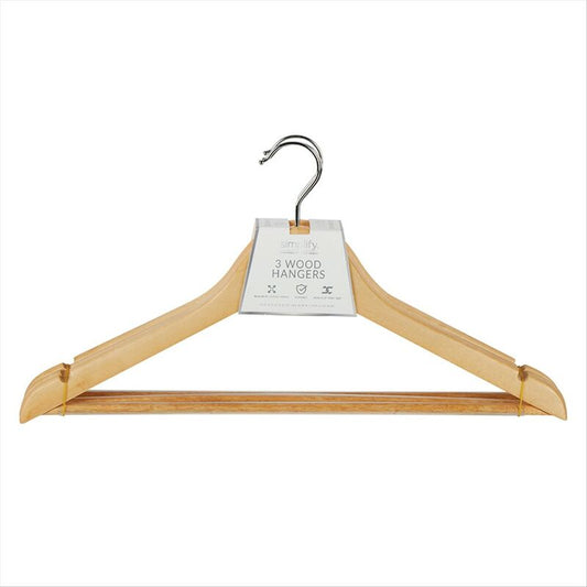 3PK CURVED SHAPE WOOD HANGER