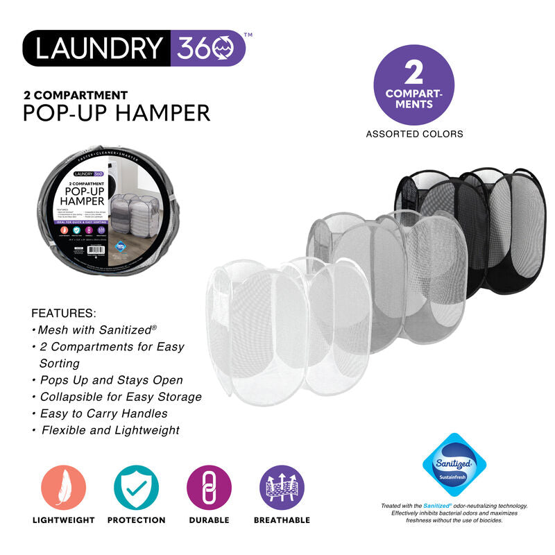 2 COMPARTMENT MESH POP UP HAMPER