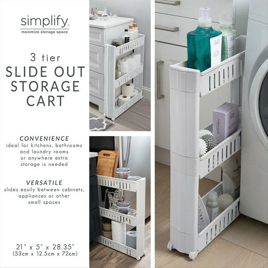 3 TIER SLIM ROLLING ORGANIZER RACK