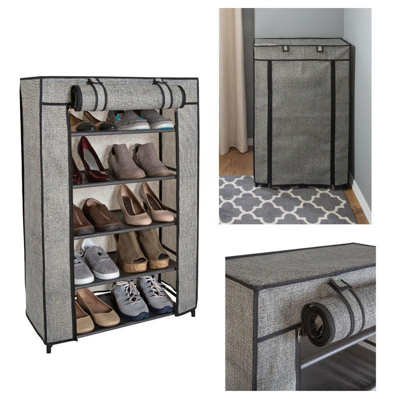 5 TIER SHOE STORAGE ORGANIZER W/COVER