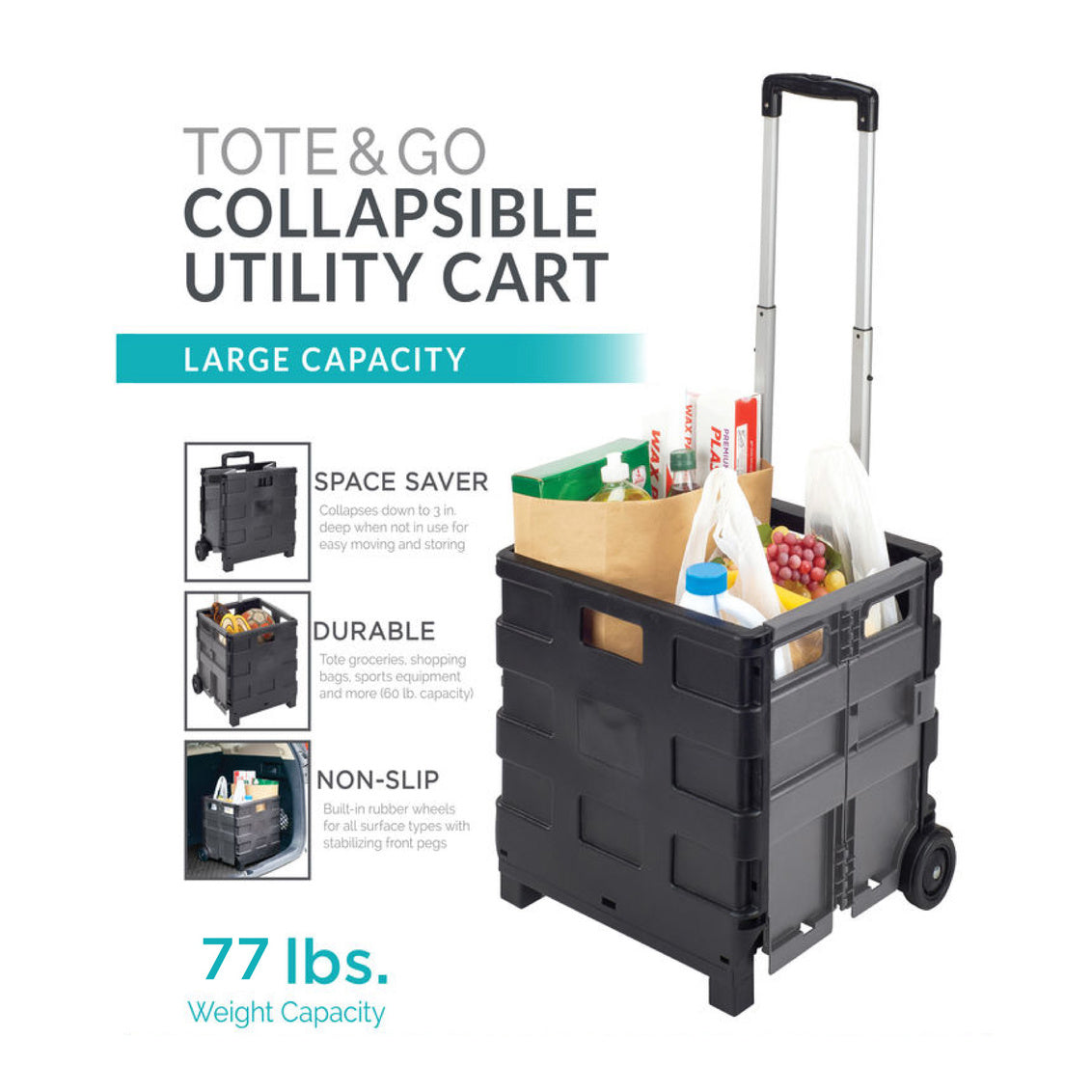 FOLDING JUMBO CRATE SHOPPING CART
