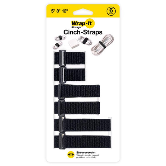 WRAP-IT CINCH STRAPS 6PK BLACK