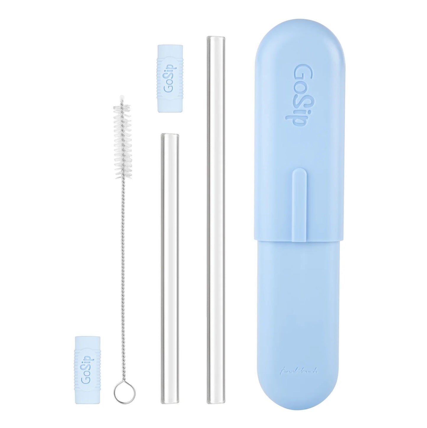 GO SIP GLASS STRAW W/CASE BLUE