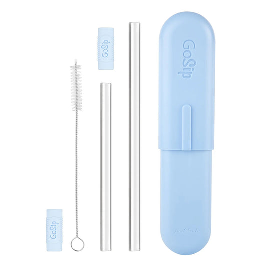 GO SIP GLASS STRAW W/CASE BLUE