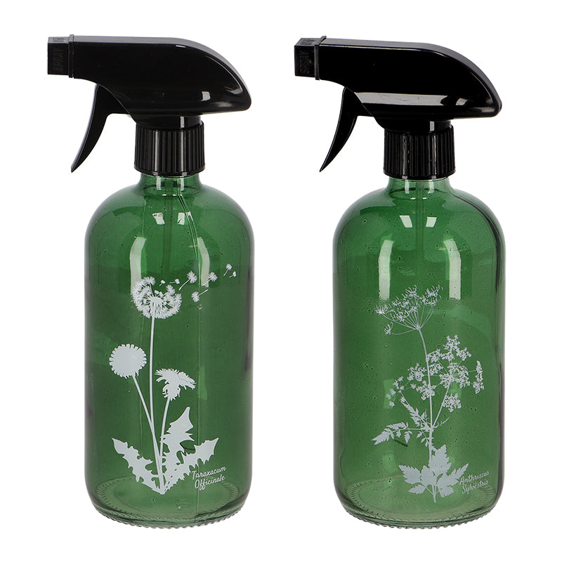 GLASS WILDFLOWER SPRAY BOTTLE GREEN