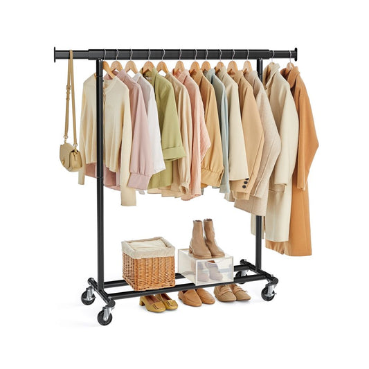 EXTENDBLE GARMENT RACK W/WHEELS BLK