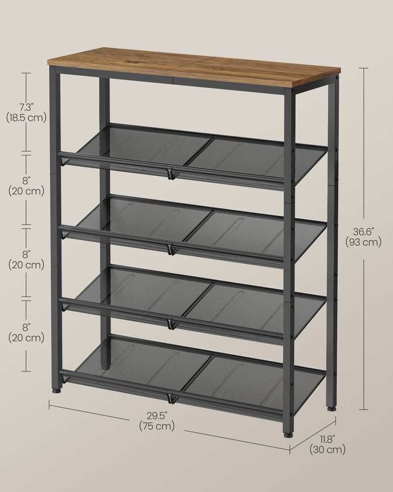 5 TIER SHOE ORGANIZER W/WOOD TOP