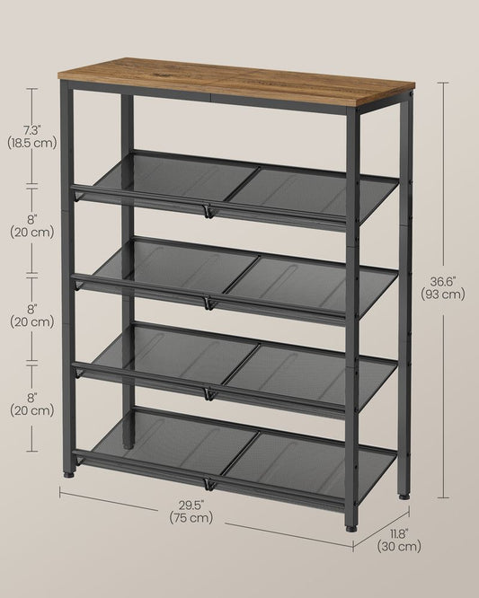 5 TIER SHOE ORGANIZER W/WOOD TOP