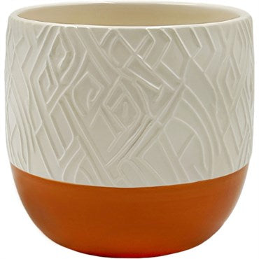 GLOSSY WHITE BARK/ORANGE POT 4.6"