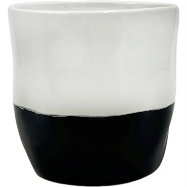 GLOSSY WHITE/BLACK POT 5"