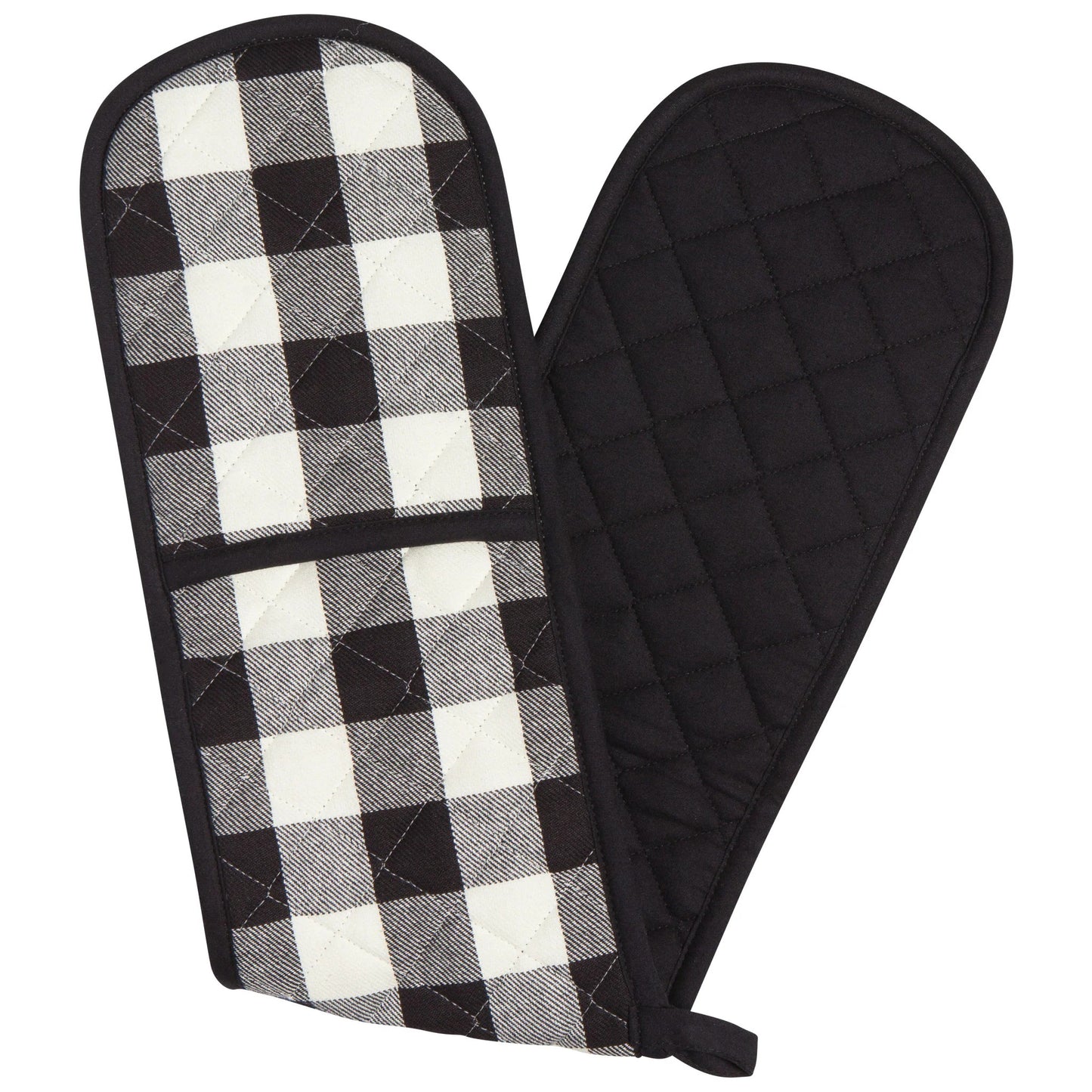 DOUBLE OVEN MITT BLACK  CHECK