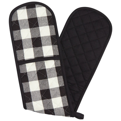 DOUBLE OVEN MITT BLACK  CHECK