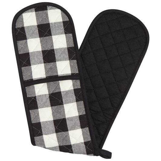 DOUBLE OVEN MITT BLACK  CHECK