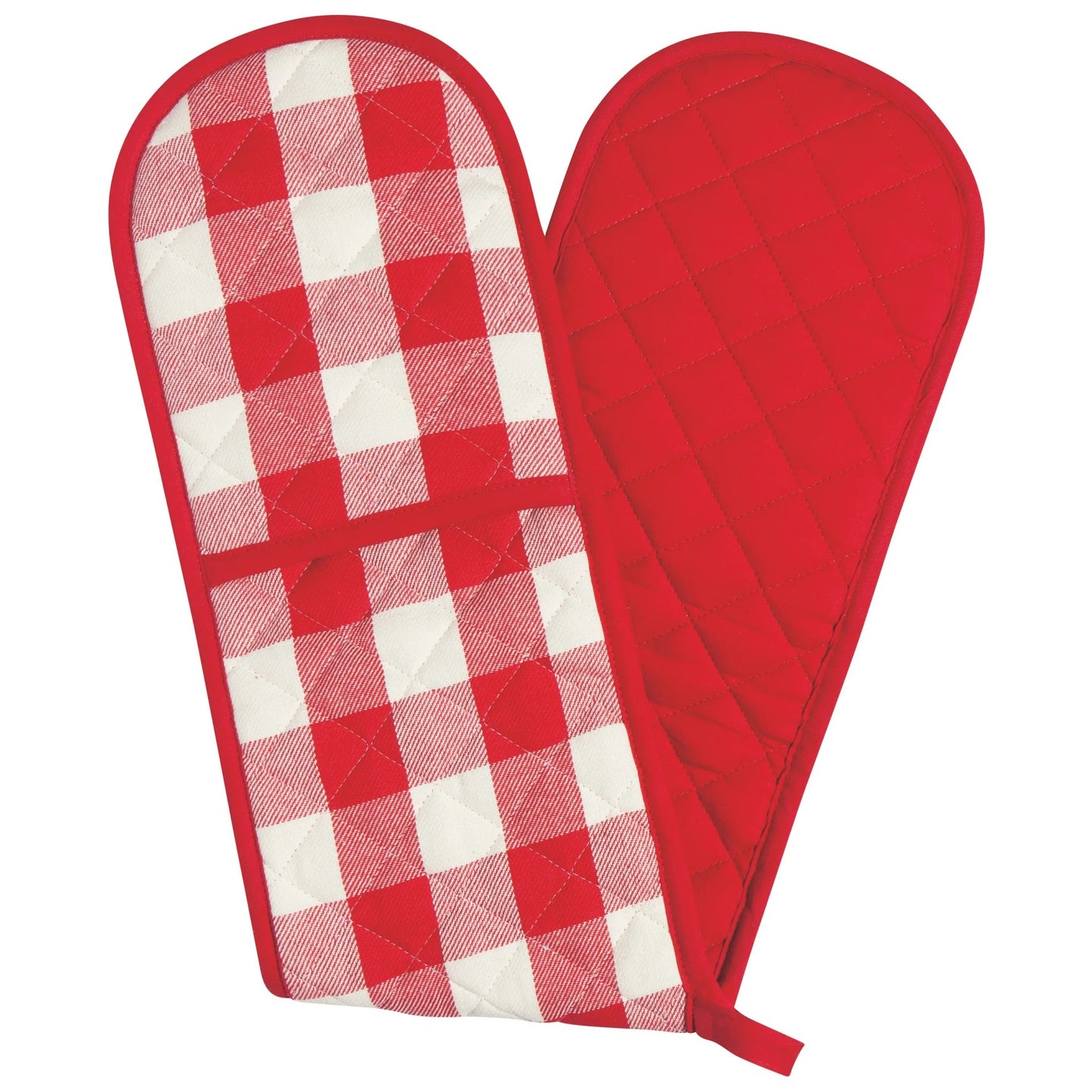 DOUBLE OVEN MITT RED CHECK