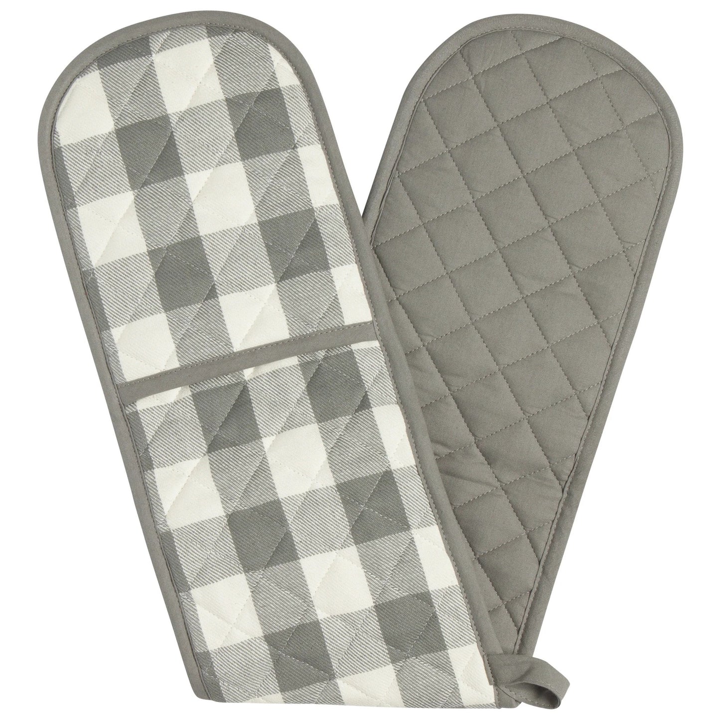 DOUBLE OVEN MITT GREY CHECK