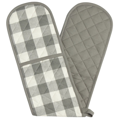 DOUBLE OVEN MITT GREY CHECK