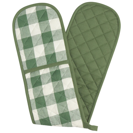 DOUBLE OVEN MITT GREEN CHECK