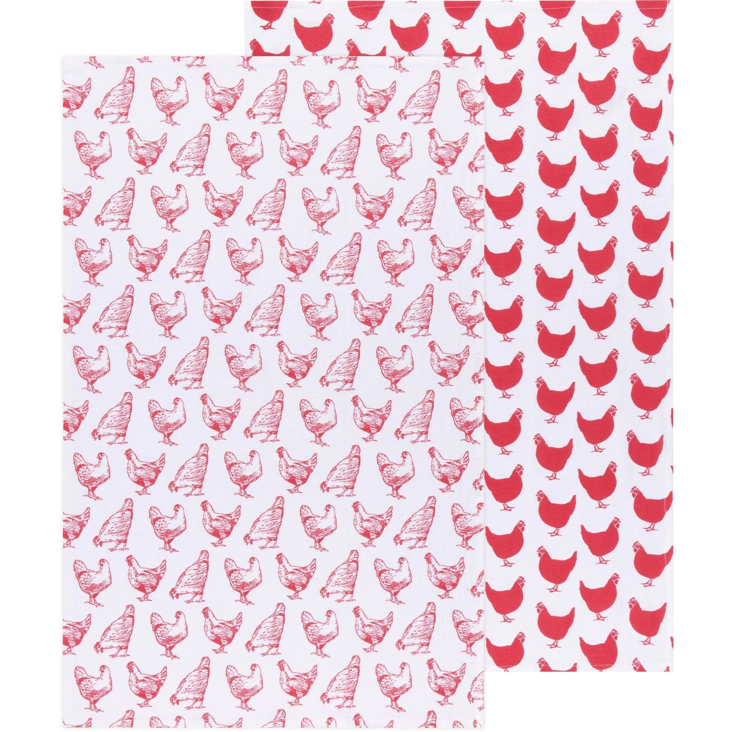 DISHTOWEL RED CHICKENS SET/2