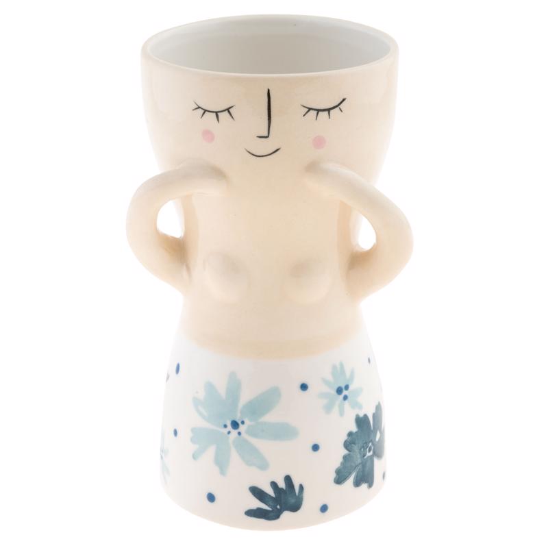 EXPRESSION BLUE FLORAL VASE 5.5"